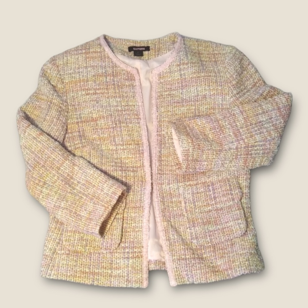 Express Pink Multicolored Tweed Blazer